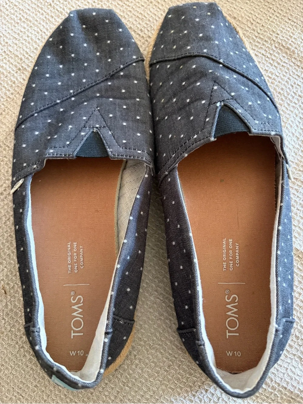 TOMS Women's Gray Polka Dot Canvas Slip-On Shoes